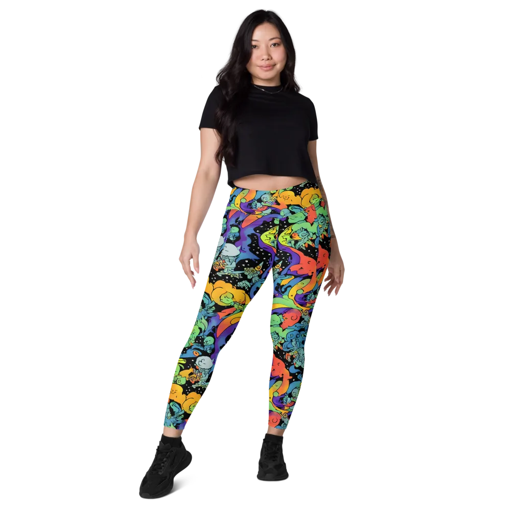 Neon Creature Carnival on Leggings with Pockets — Front