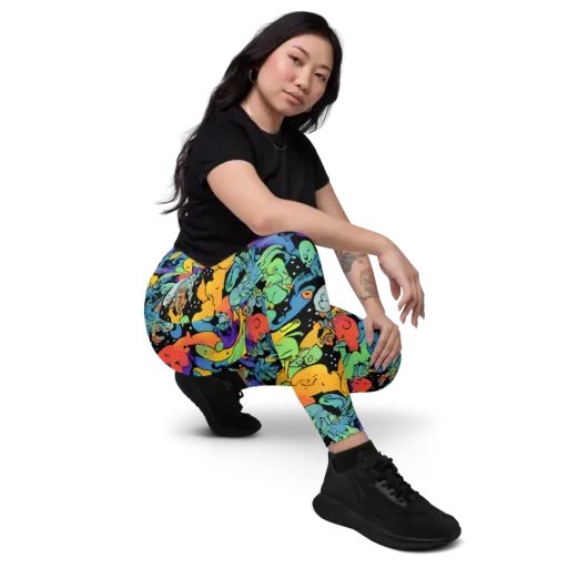 Neon Creature Carnival on a Leggings with Pockets