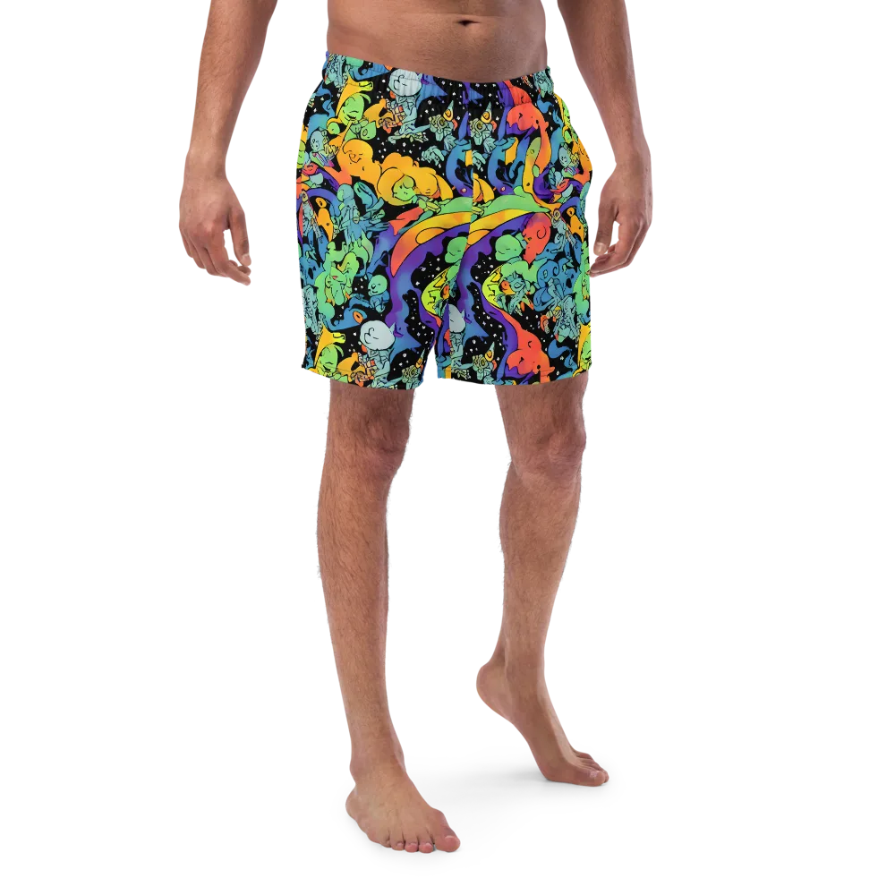 Neon Creature Carnival on Swim Trunks — Front