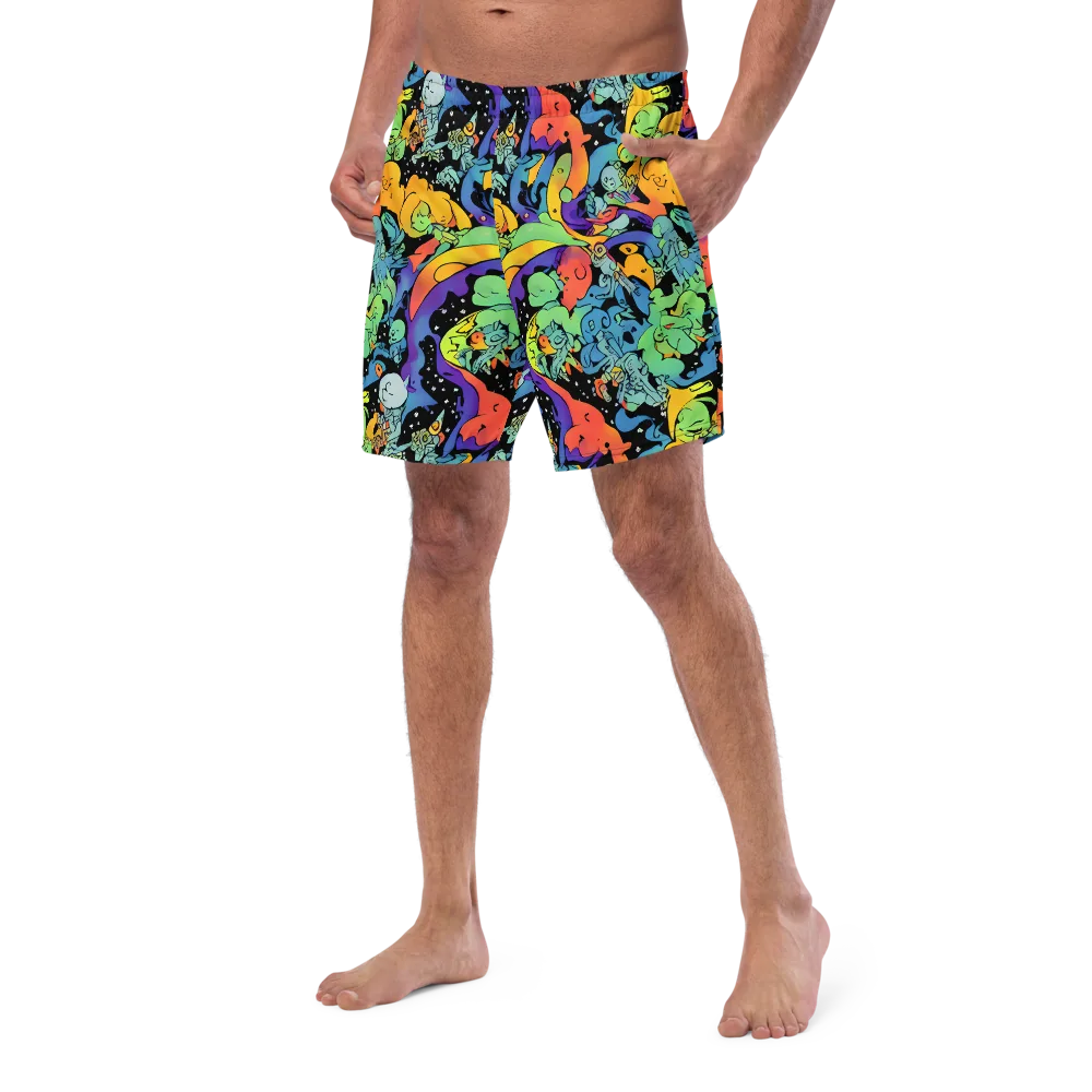 Neon Creature Carnival on Swim Trunks — Left Front