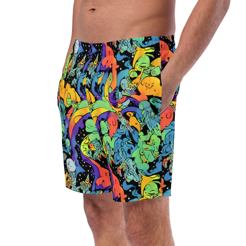 Neon Creature Carnival on Swim Trunks — Left Front