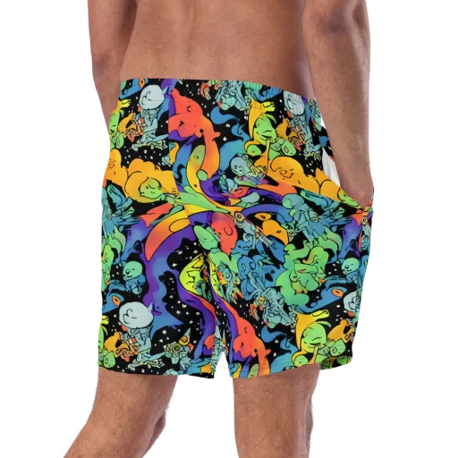 Neon Creature Carnival on a Swim Trunks