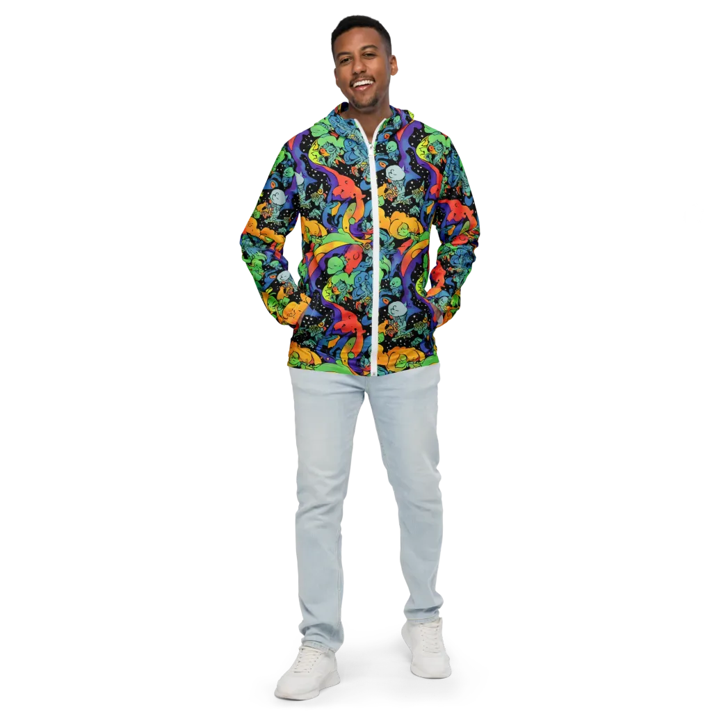 Neon Creature Carnival on Men's Windbreaker — Front