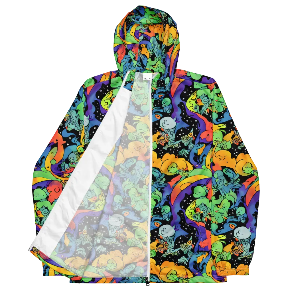 Neon Creature Carnival on Men's Windbreaker — Front