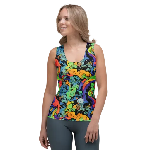 Neon Creature Carnival on a Women's Tank Top