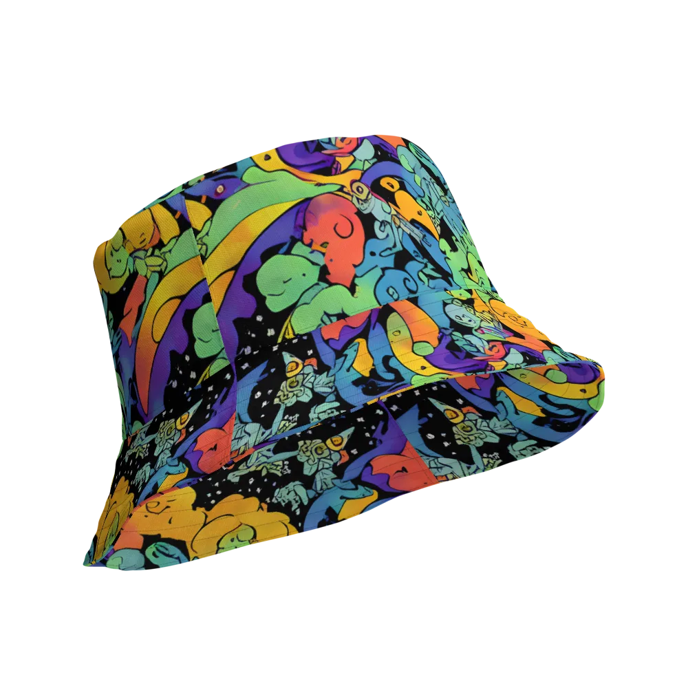 Neon Creature Carnival on Reversible Bucket Hat — Product details Outside