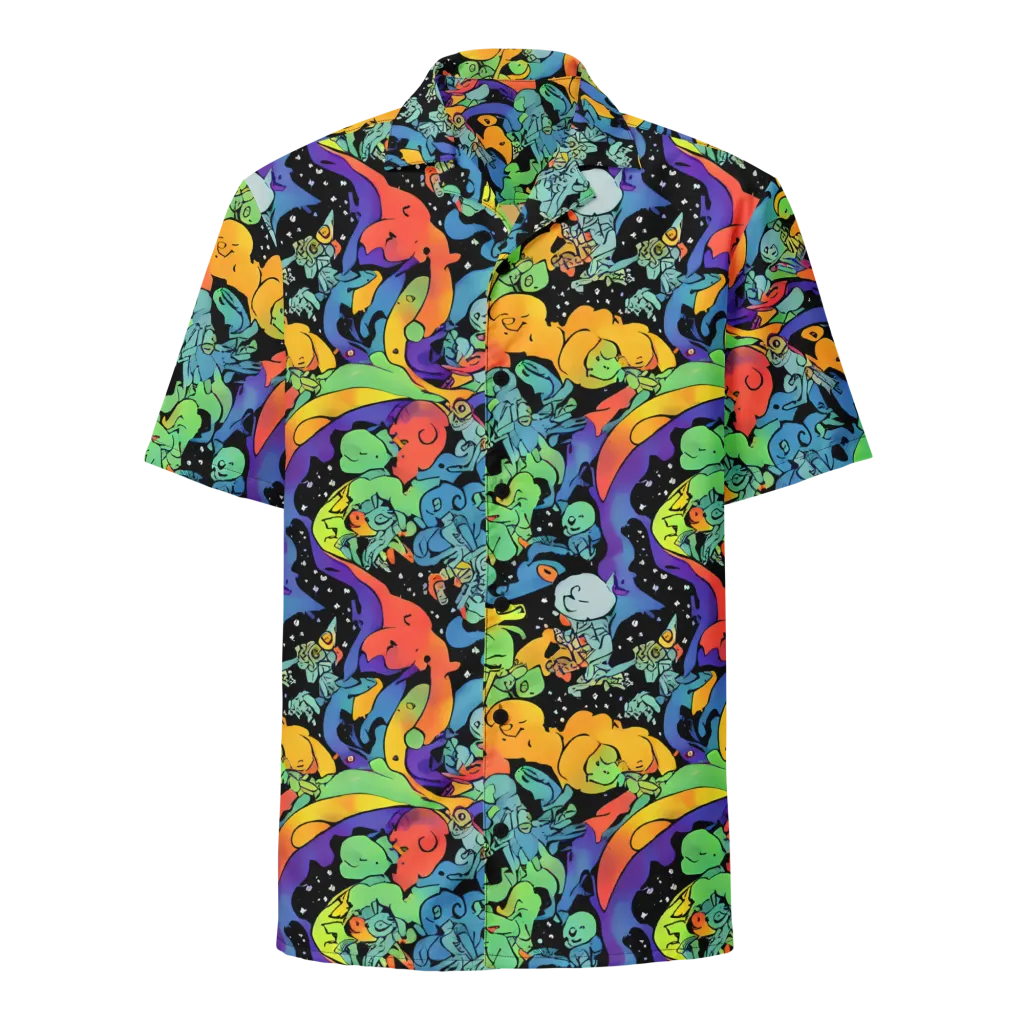Neon Creature Carnival on Button Shirt — Front