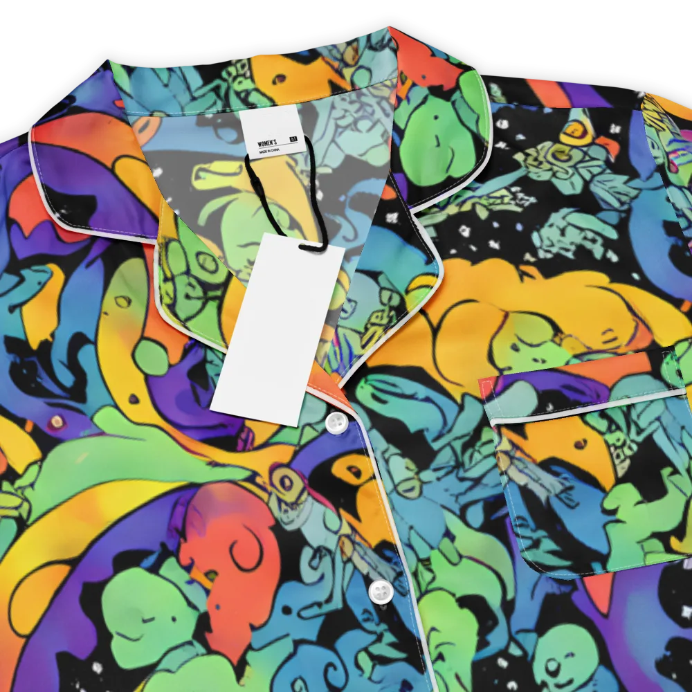 Neon Creature Carnival on Women's Short Sleeve Pajama Top — Product details