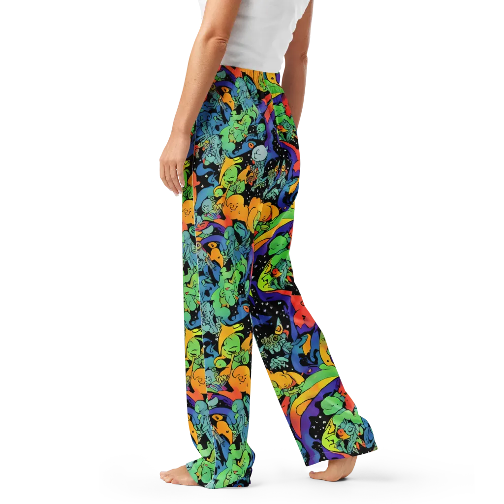 Neon Creature Carnival on Women's Pajama Pants — Left
