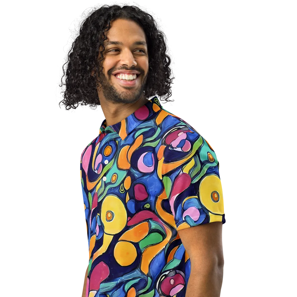 Neon Kelp on Men's Slim Fit Polo Shirt — Left Front