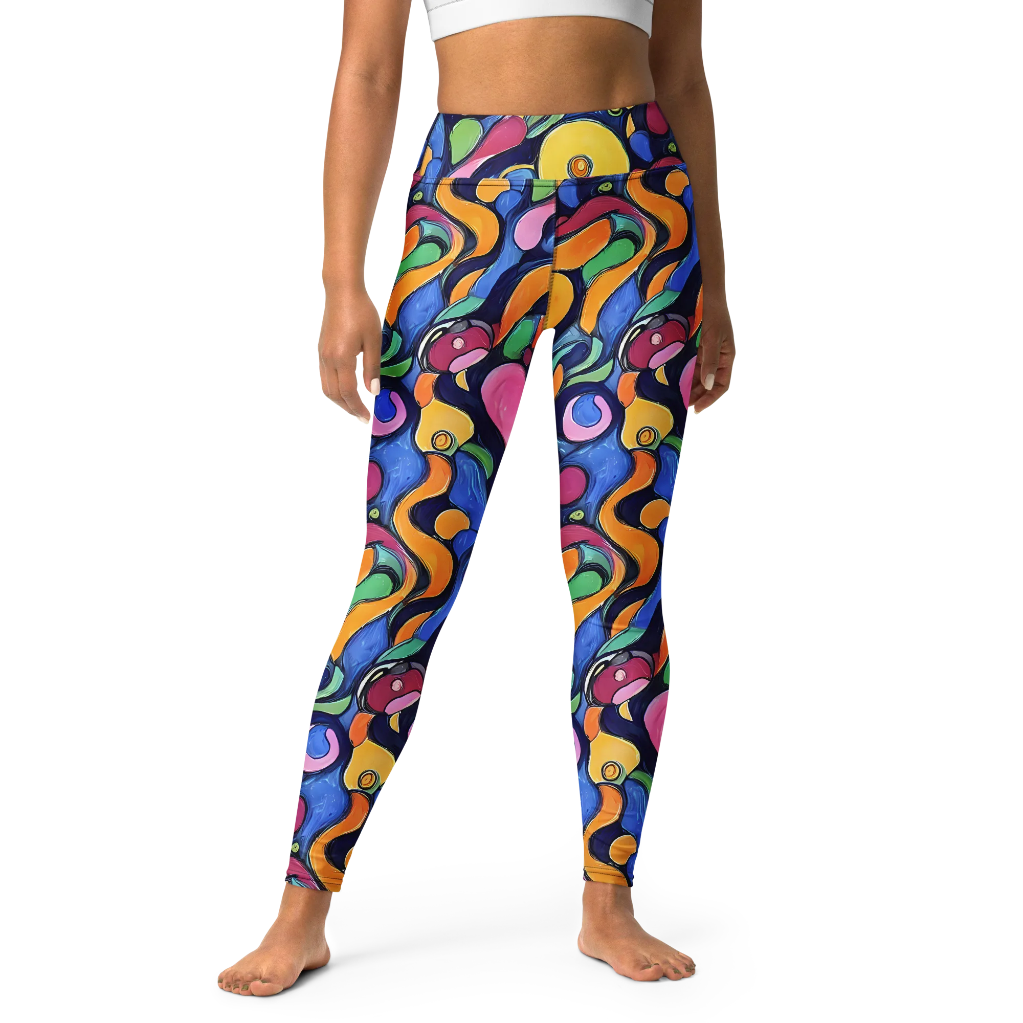 Neon Kelp on Yoga Leggings — Front
