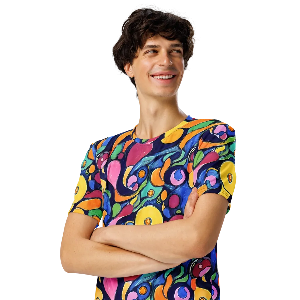 Neon Kelp on Men's Crew Neck T-Shirt — Left Front