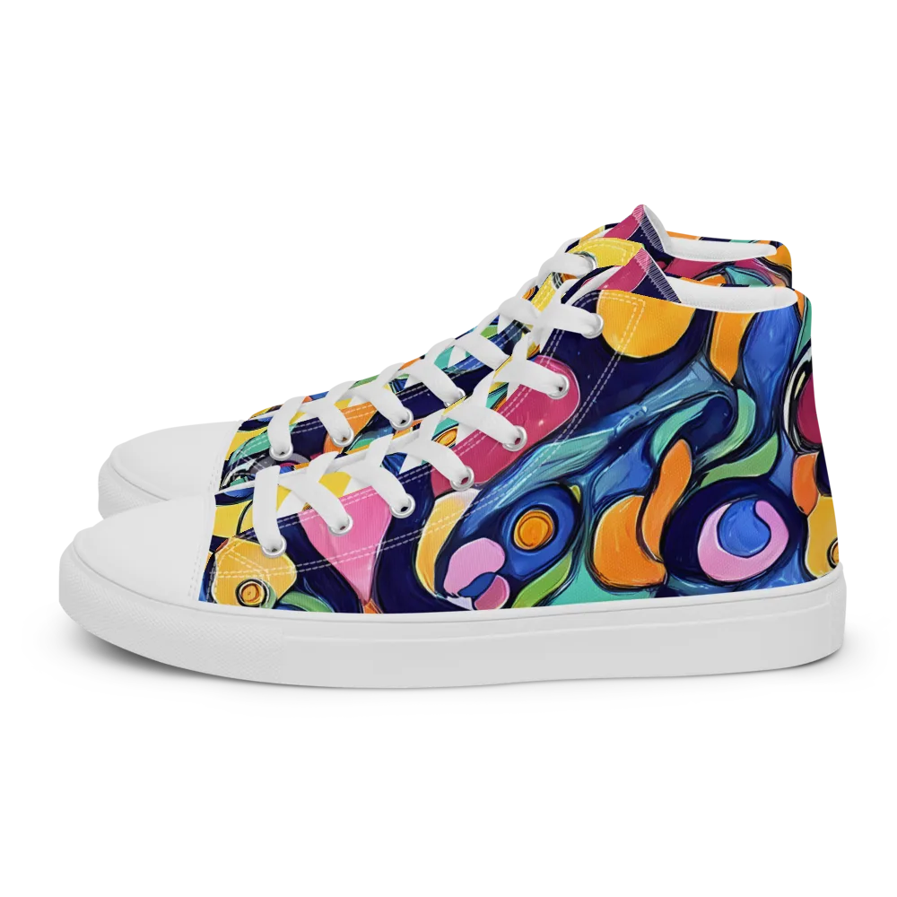 Neon Kelp on Men's High Top Canvas Shoes — Left