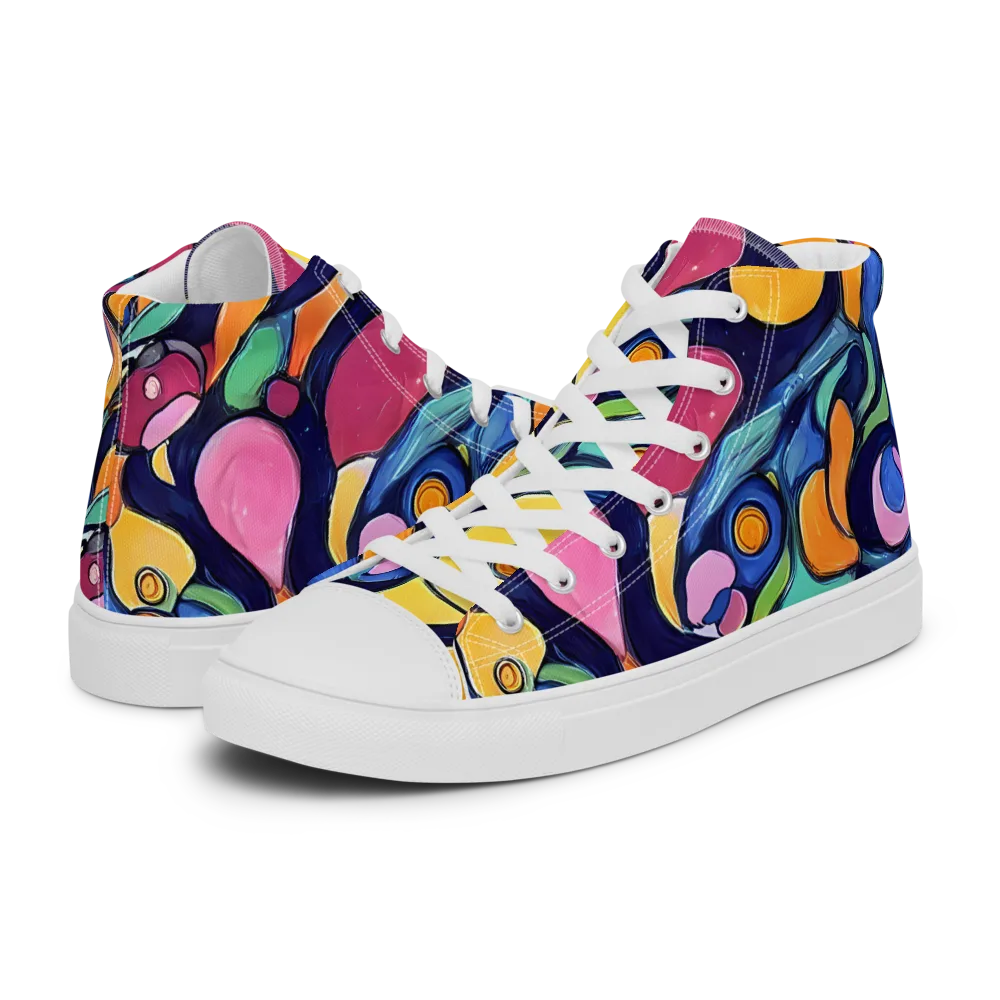 Neon Kelp on Men's High Top Canvas Shoes — Left
