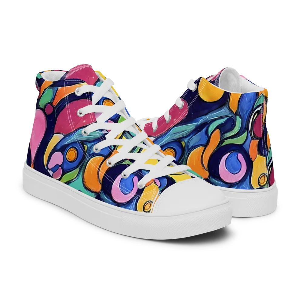 Neon Kelp on Men's High Top Canvas Shoes — Right