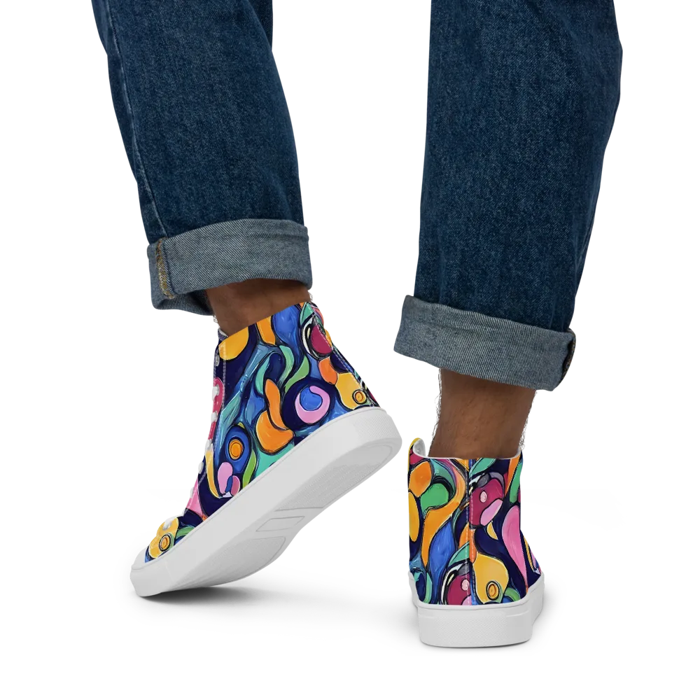 Neon Kelp on Men's High Top Canvas Shoes — Back