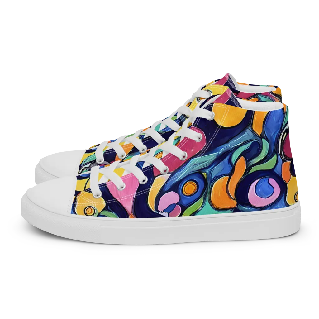 Neon Kelp on Women's High Top Canvas Shoes — Left