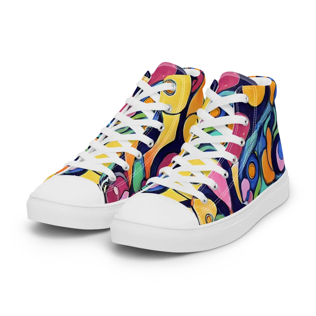 Neon Kelp on Women's High Top Canvas Shoes — Left Front