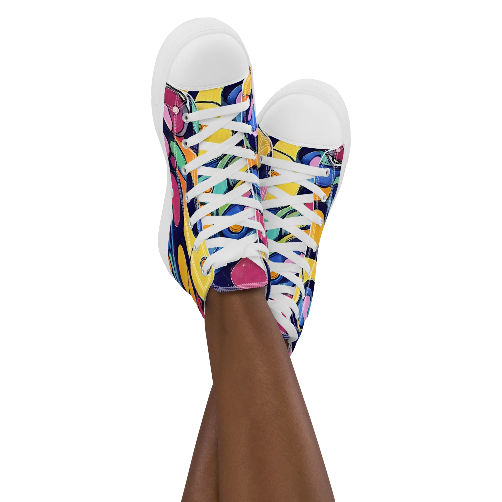 Neon Kelp on Women's High Top Canvas Shoes — Front