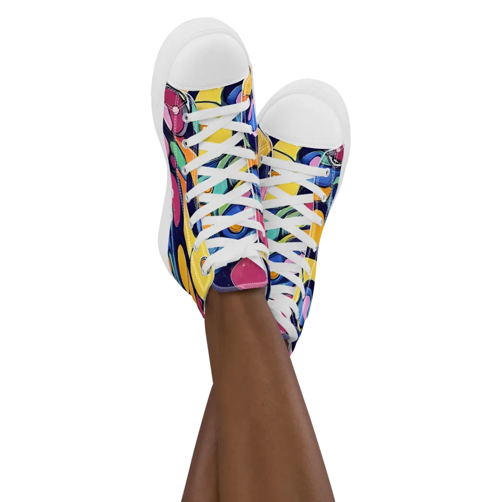 Neon Kelp on Women's High Top Canvas Shoes — Front