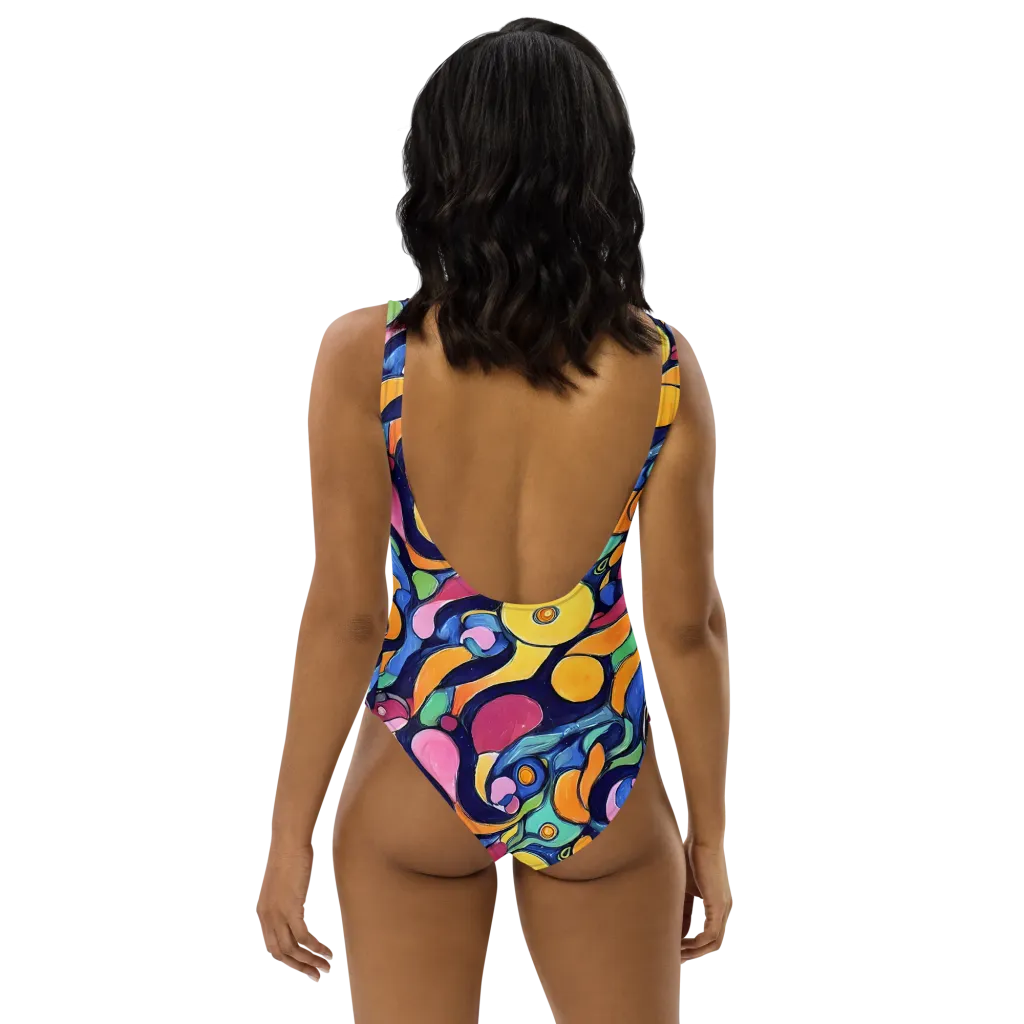 Neon Kelp on One-Piece Swimsuit — Back