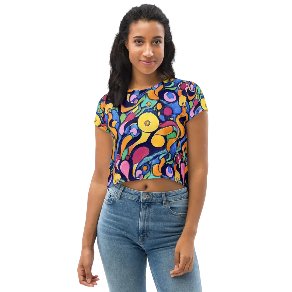 Neon Kelp on Crop Tee — Front