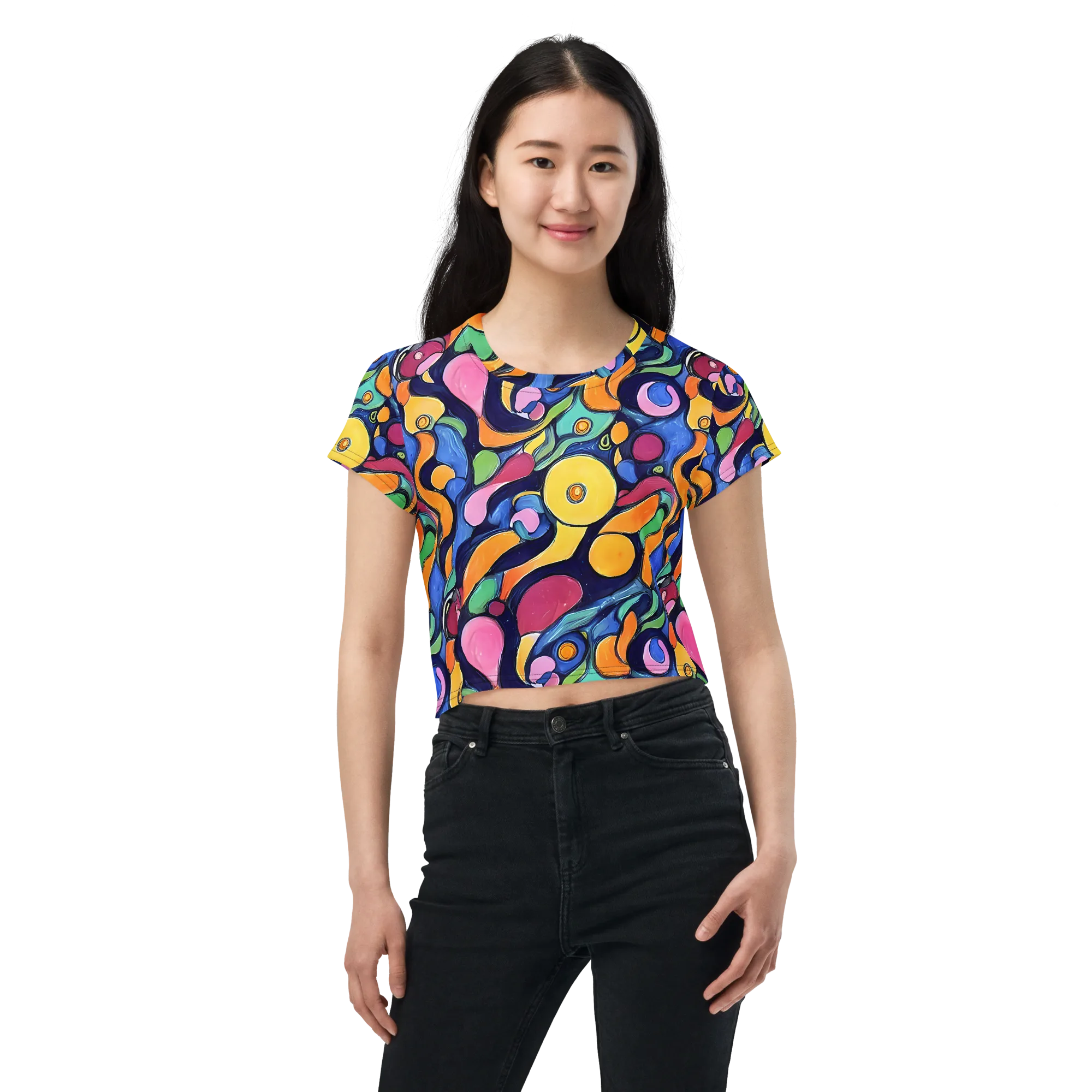 Neon Kelp on Crop Tee — Front