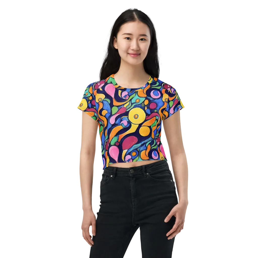 Neon Kelp on Crop Tee — Front