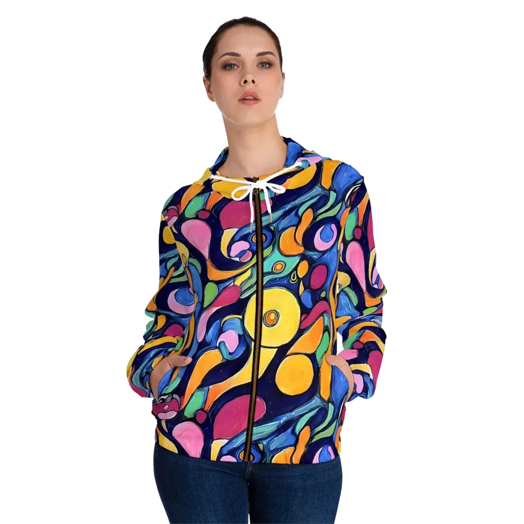 Neon Kelp on Women's Full-Zip Hoodie — Front On Person