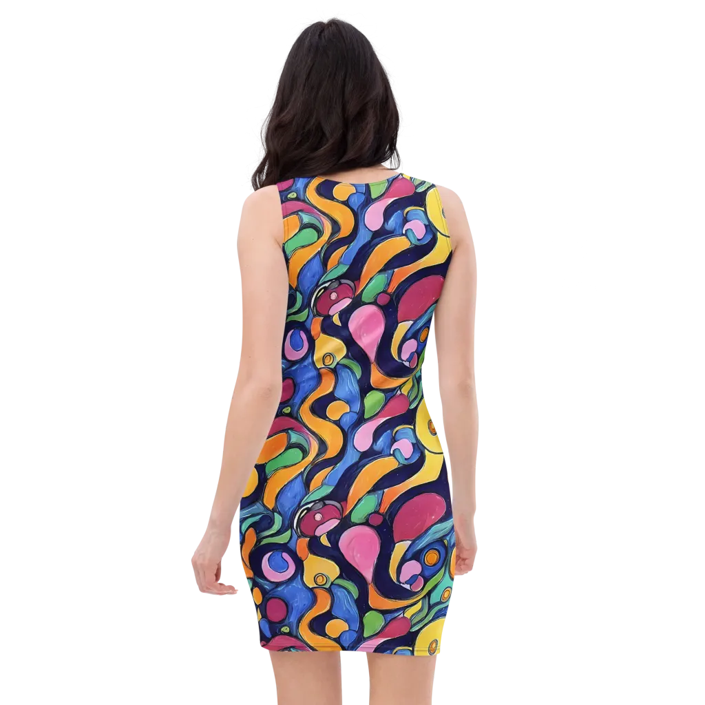Neon Kelp on Bodycon Dress — Back