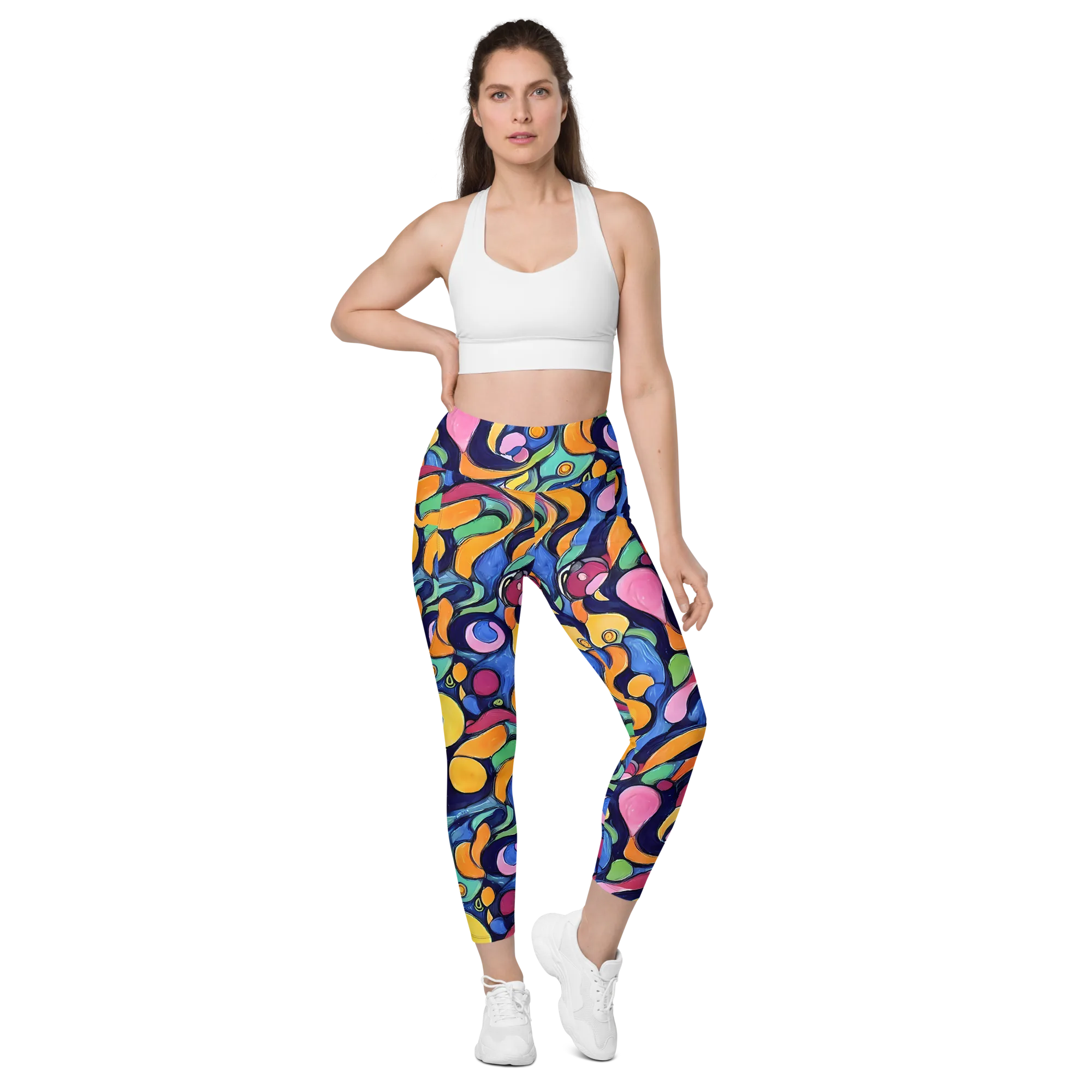 Neon Kelp on Leggings with Pockets — Front