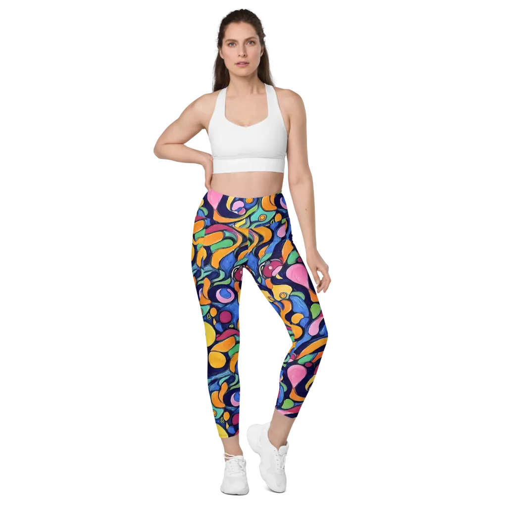 Neon Kelp on Leggings with Pockets — Front