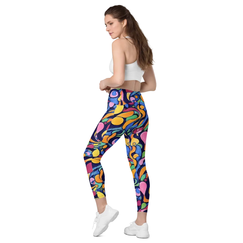 Neon Kelp on Leggings with Pockets — Left Back