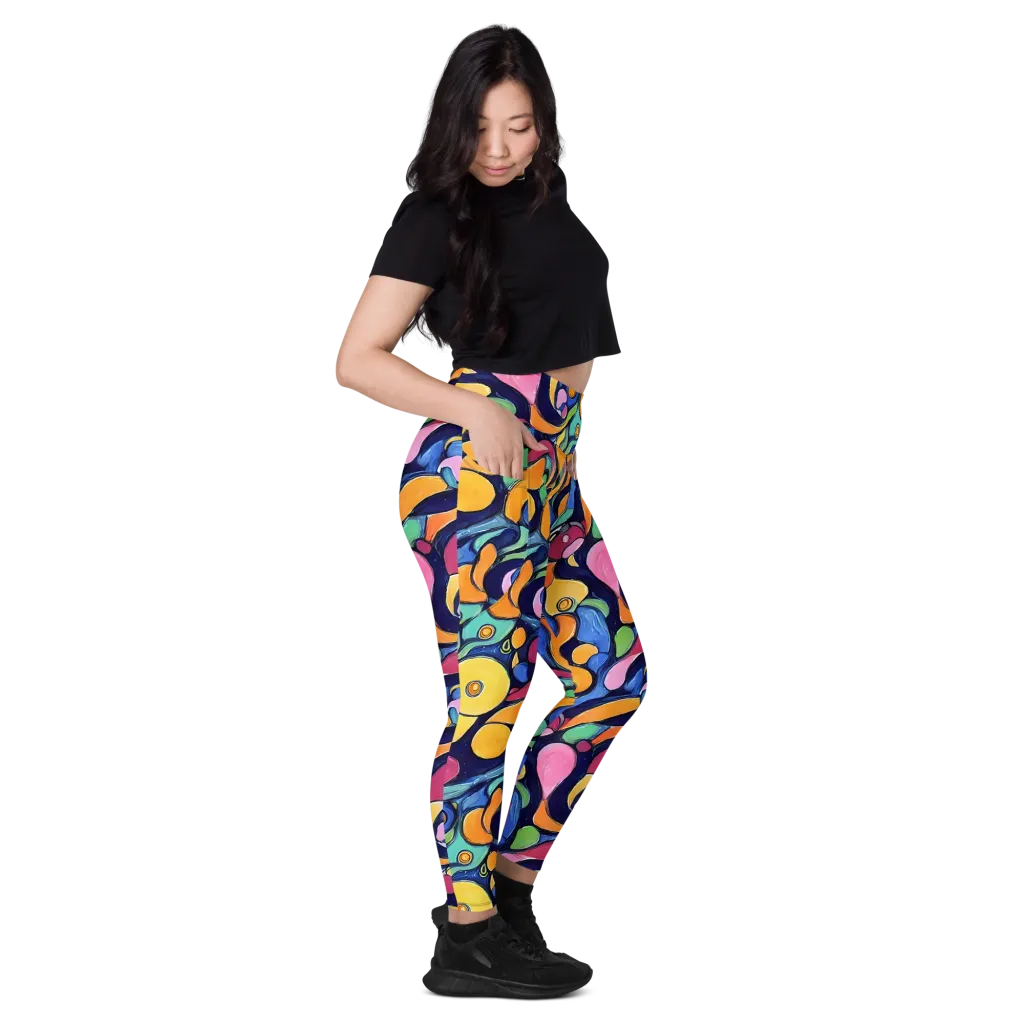 Neon Kelp on Leggings with Pockets — Right
