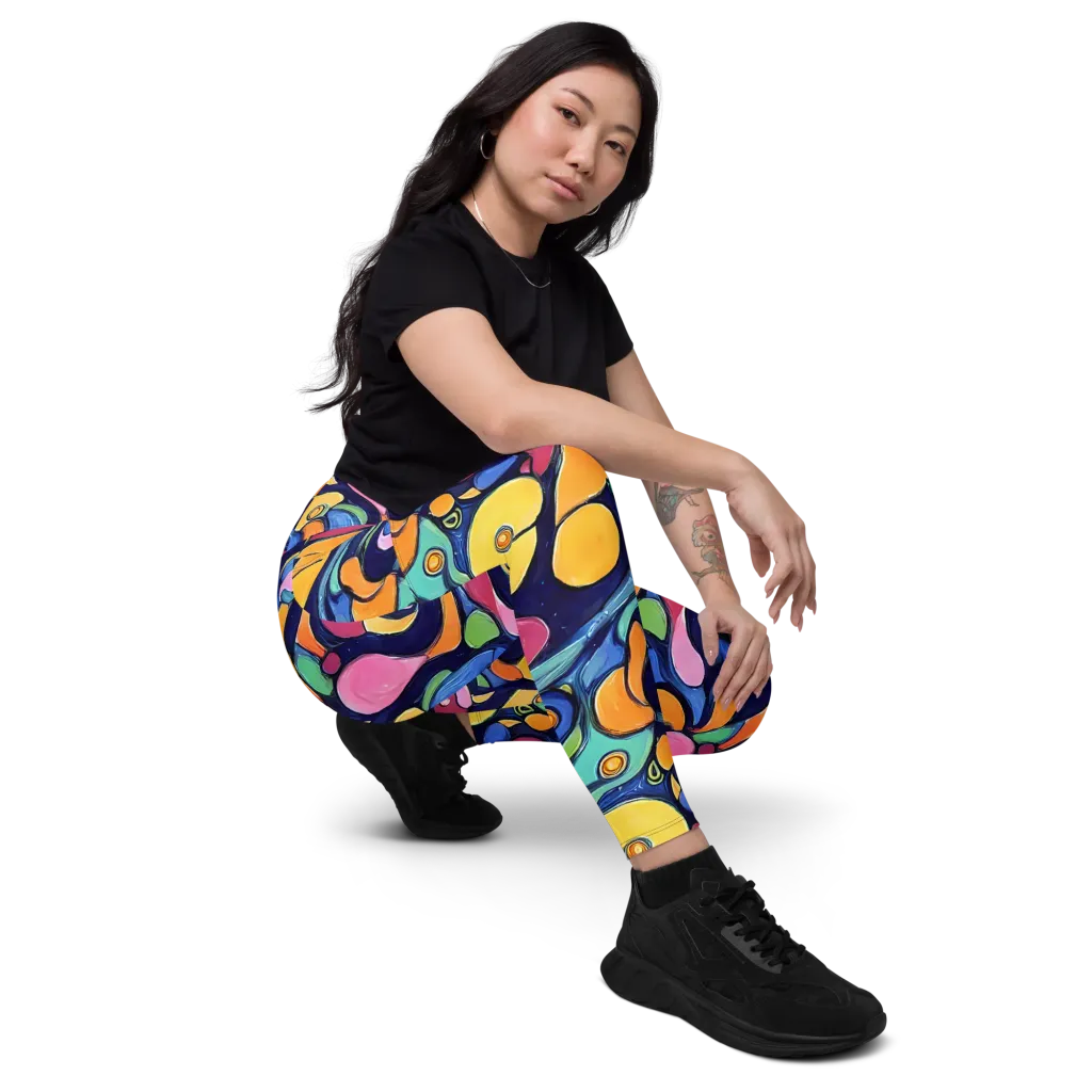Neon Kelp on Leggings with Pockets — Right Front