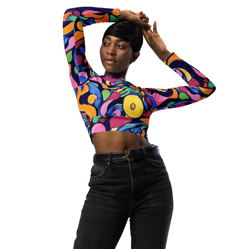 Neon Kelp on Long Sleeve Crop Top — Front