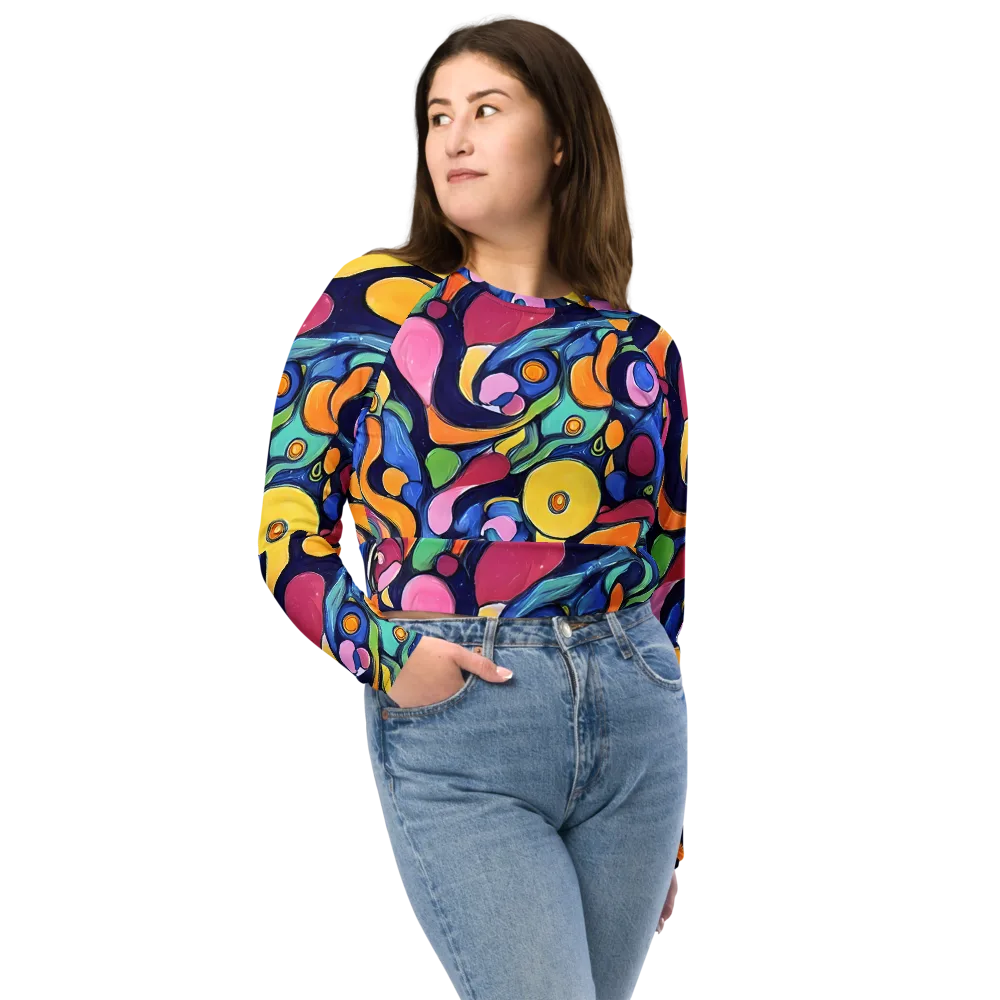 Neon Kelp on Long Sleeve Crop Top — Front