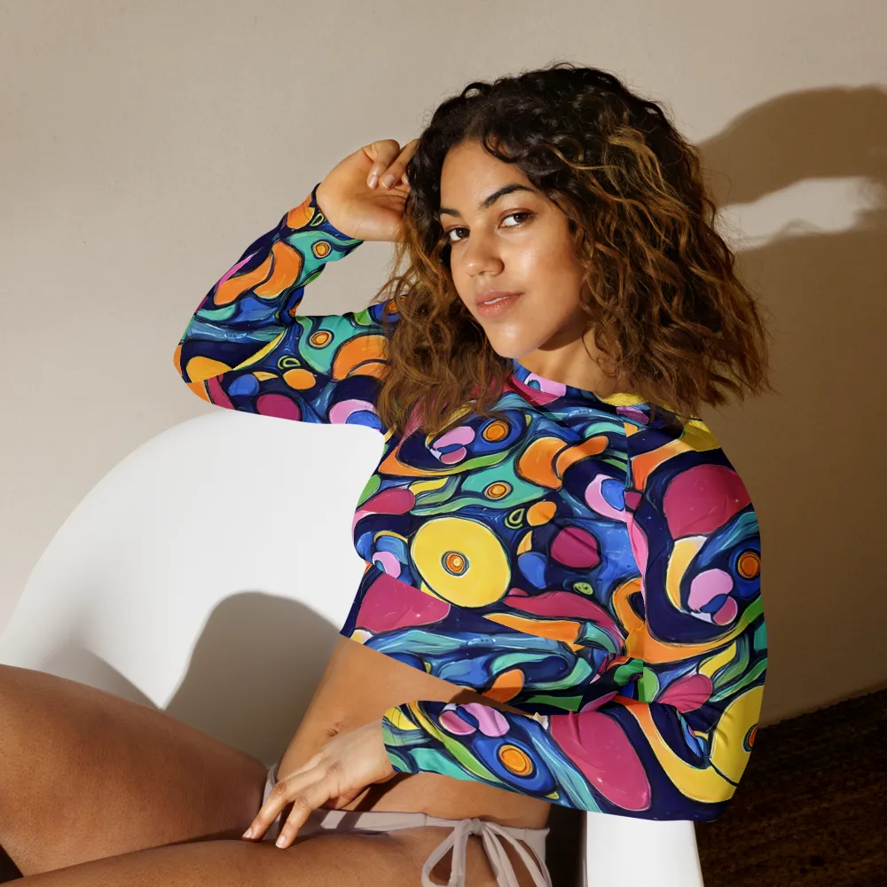 Neon Kelp on Long Sleeve Crop Top — Left Front