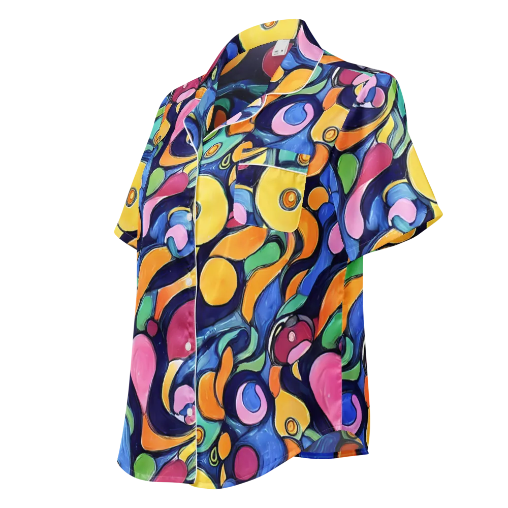 Neon Kelp on Women's Short Sleeve Pajama Top — Left Front