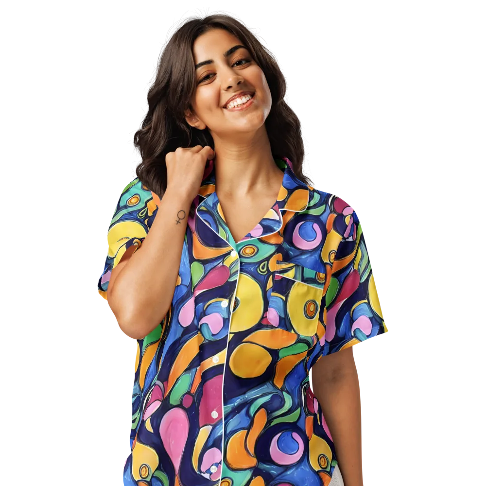 Neon Kelp on Women's Short Sleeve Pajama Top — Front