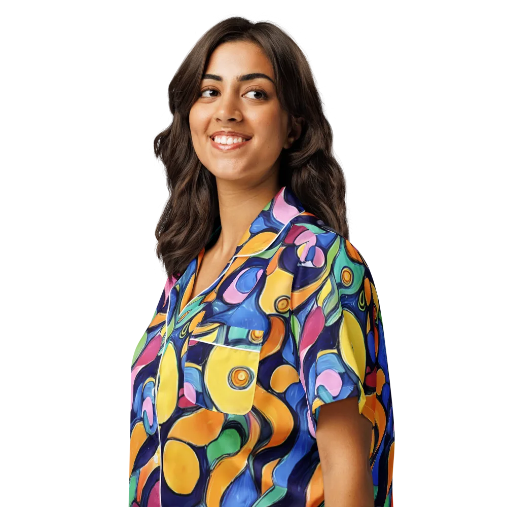 Neon Kelp on Women's Short Sleeve Pajama Top — Left Front