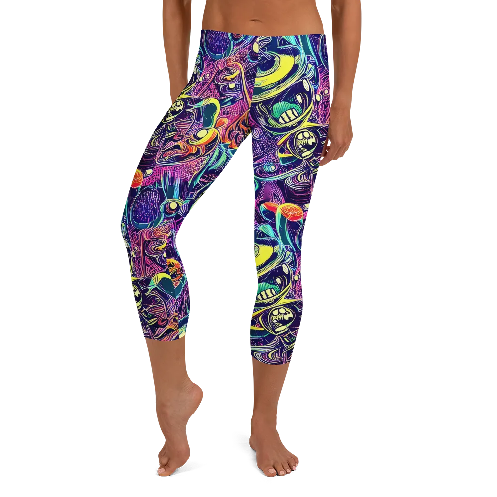 Electric Relics on Capri Leggings — Front