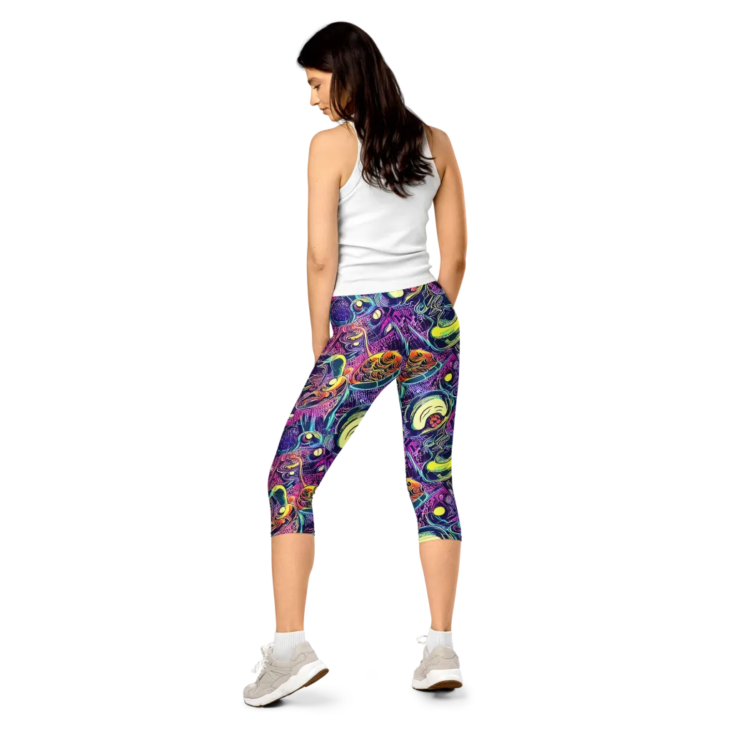 Electric Relics on Capri Leggings — Back