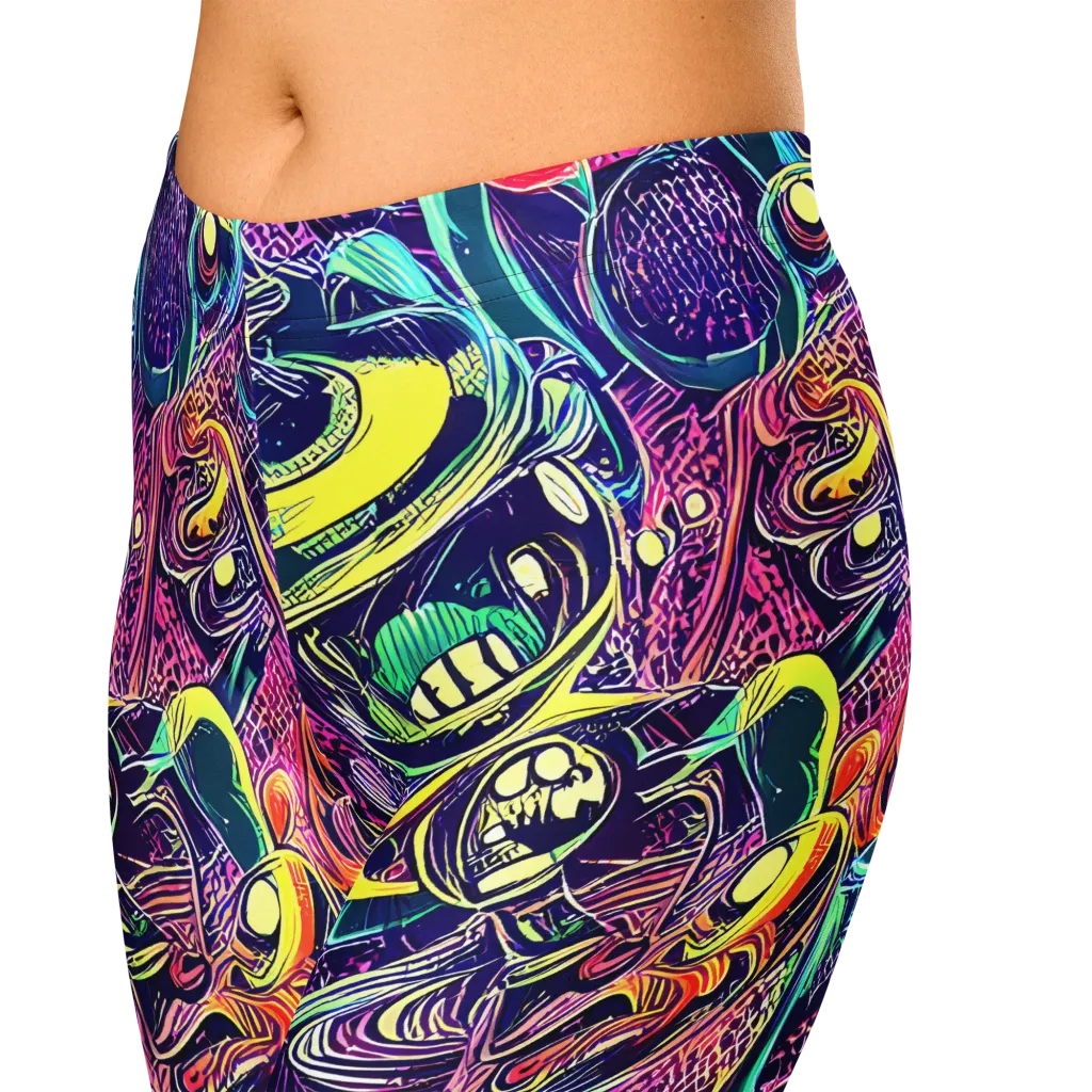 Electric Relics on Capri Leggings — Zoomed-in