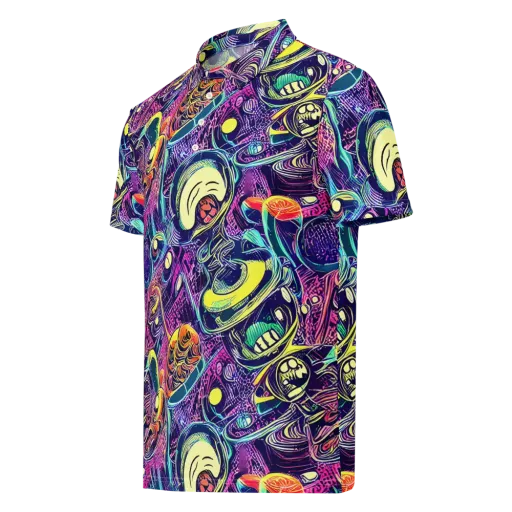 Electric Relics on a Men's Slim Fit Polo Shirt