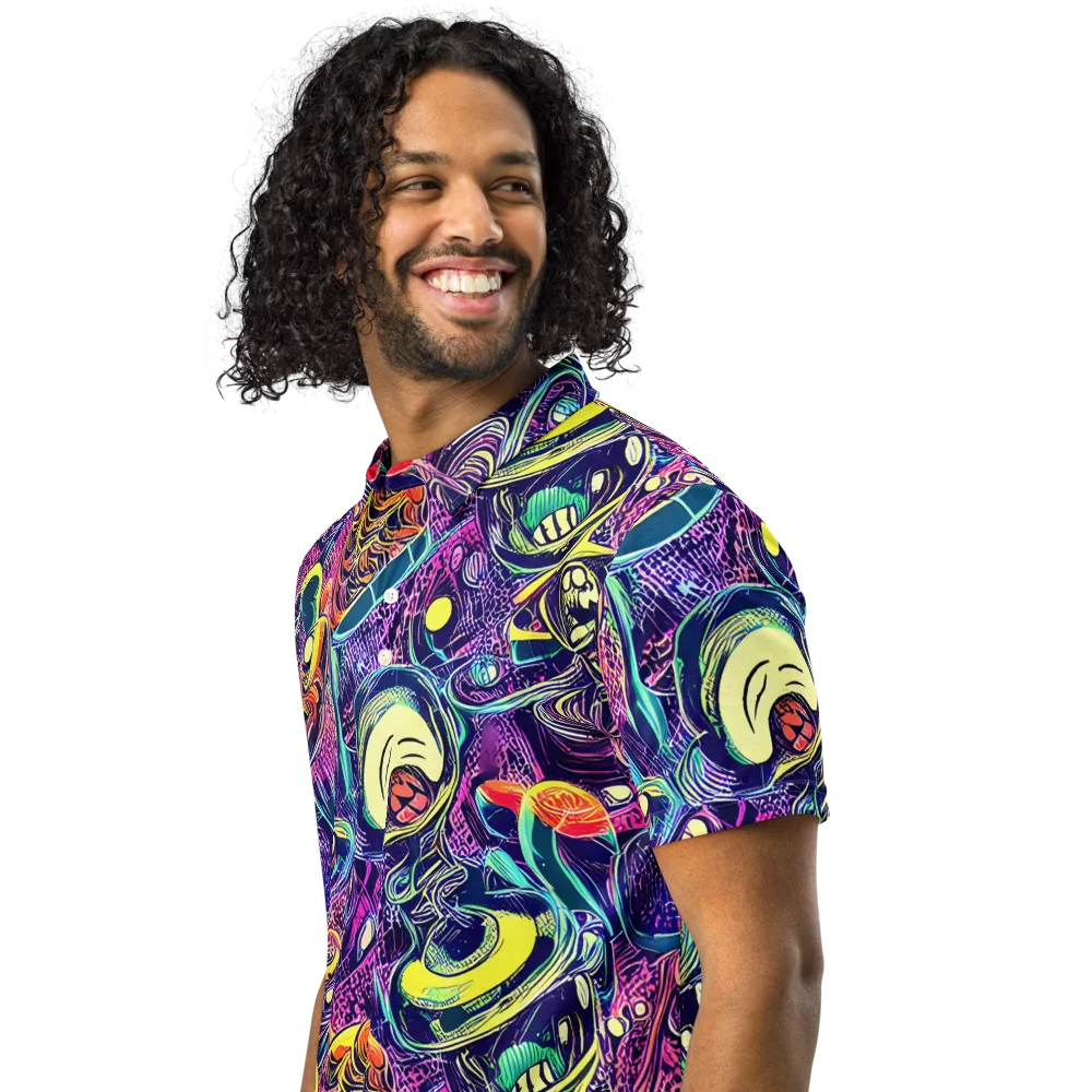 Electric Relics on Men's Slim Fit Polo Shirt — Left Front