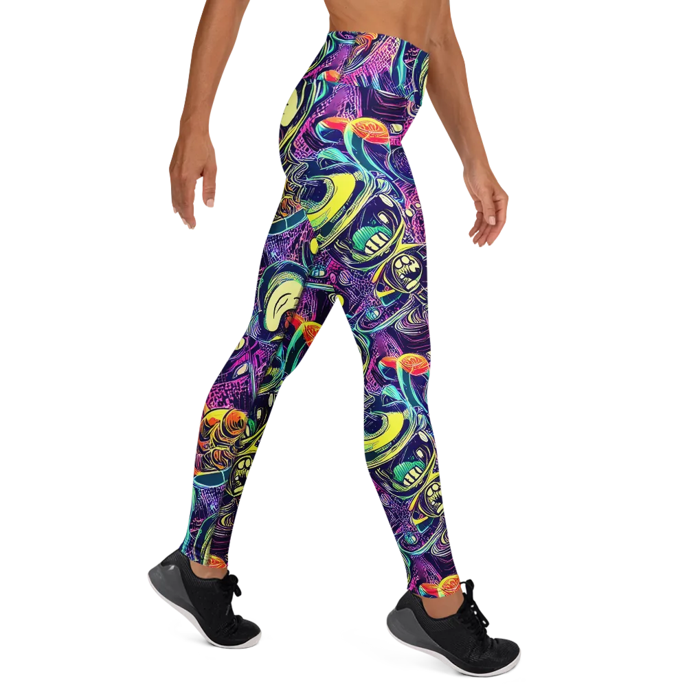 Electric Relics on Yoga Leggings — Right