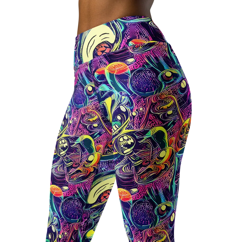 Electric Relics on Yoga Leggings — Left Front
