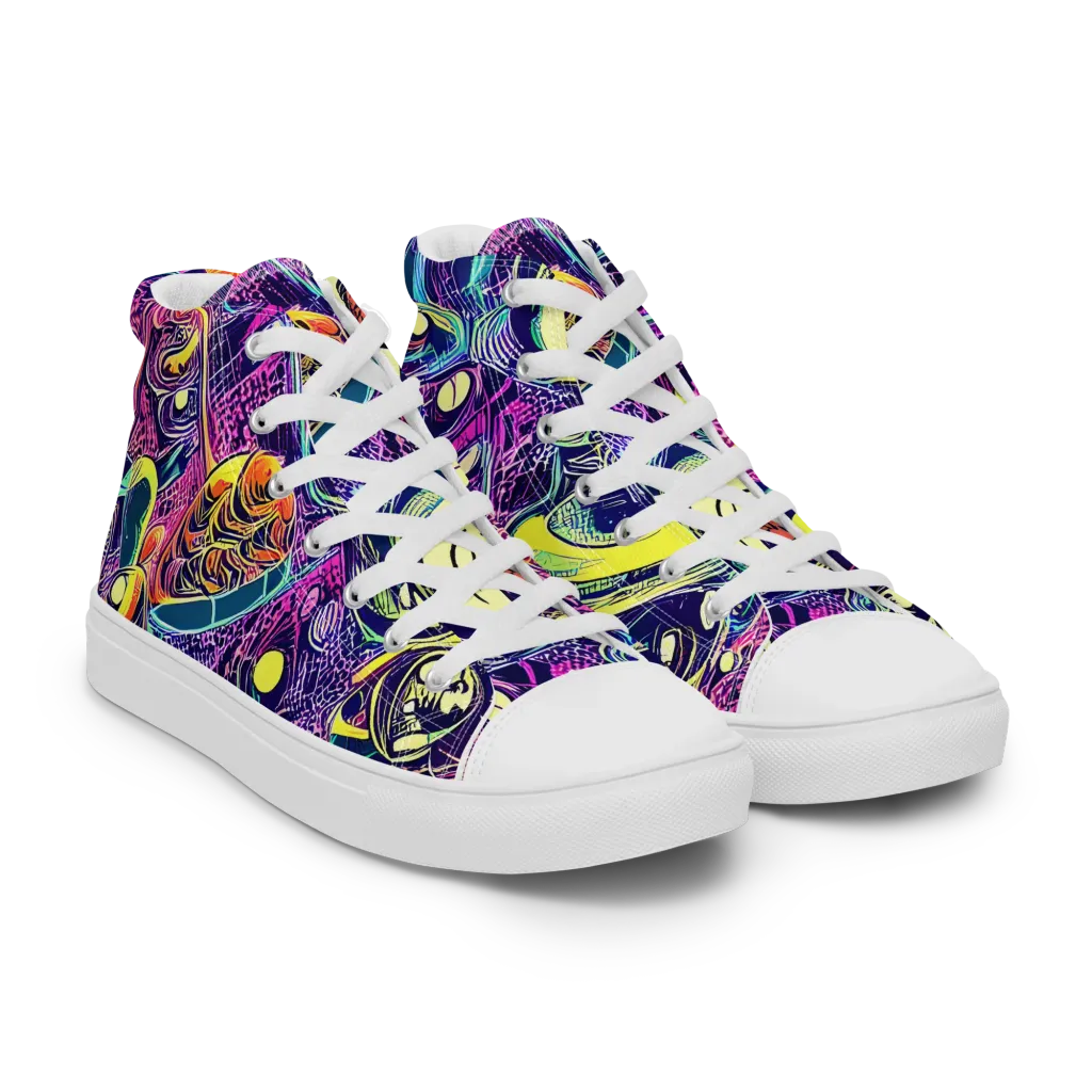 Electric Relics on Men's High Top Canvas Shoes — Right Front