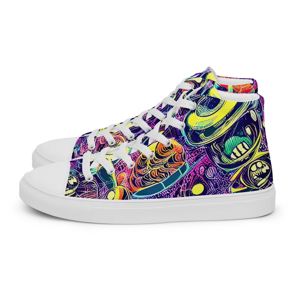 Electric Relics on Men's High Top Canvas Shoes — Left